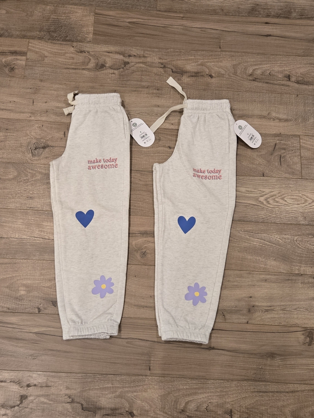 NWT Twin Girls Matching Set Grey Fleece Joggers 2pc Set Size 6